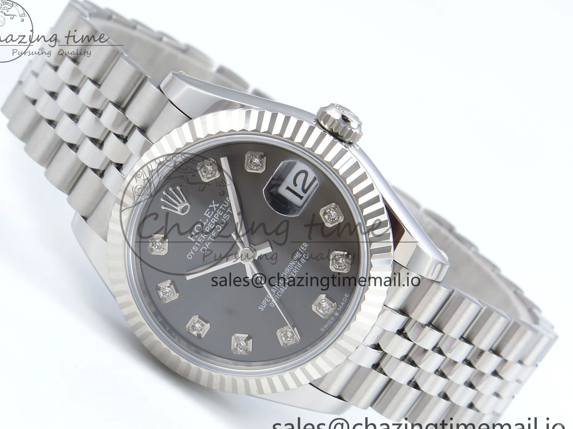 MiroTime 0304 DateJust 31 278274 ARF 1:1 Best Edition 904L Steel Gray Diamonds Dial on SS Jubilee Bracelet ETA OnTrend 541